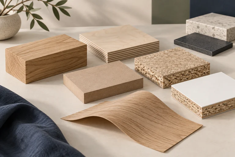 Campioni di legno, compensato, MDF, truciolare, impiallacciatura e piani di lavoro